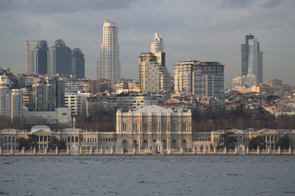 Dolmabahçe Palace Overlooked by Modern Skyscrapers