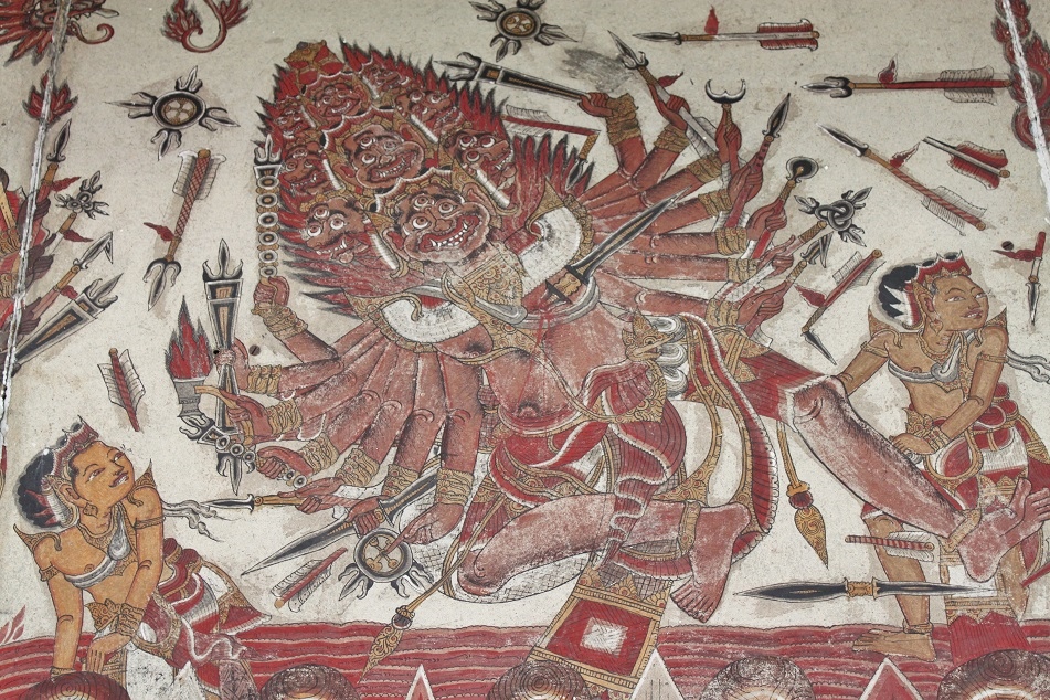A Ceiling Panel at Kerta Gosa Depicting Vishnu with Many Arms
