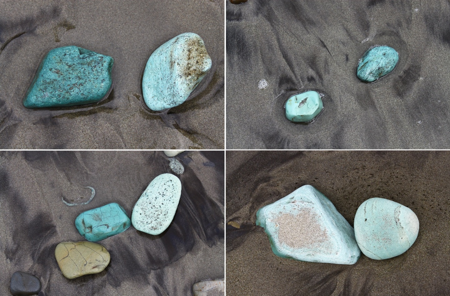 Blue/Green Pebbles in Different Shapes and Sizes