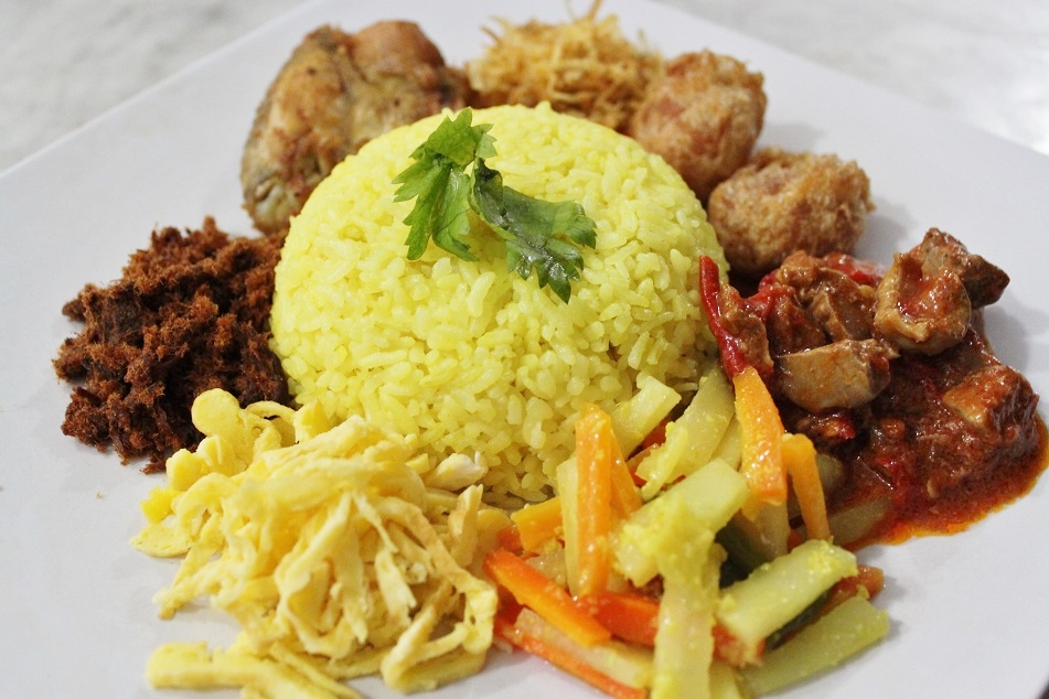 Nasi Kuning with Side Dishes
