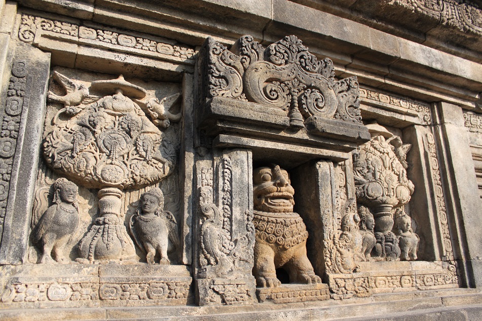 Relief Panel of A Lion, Kinnaras, and Kalpataru Trees