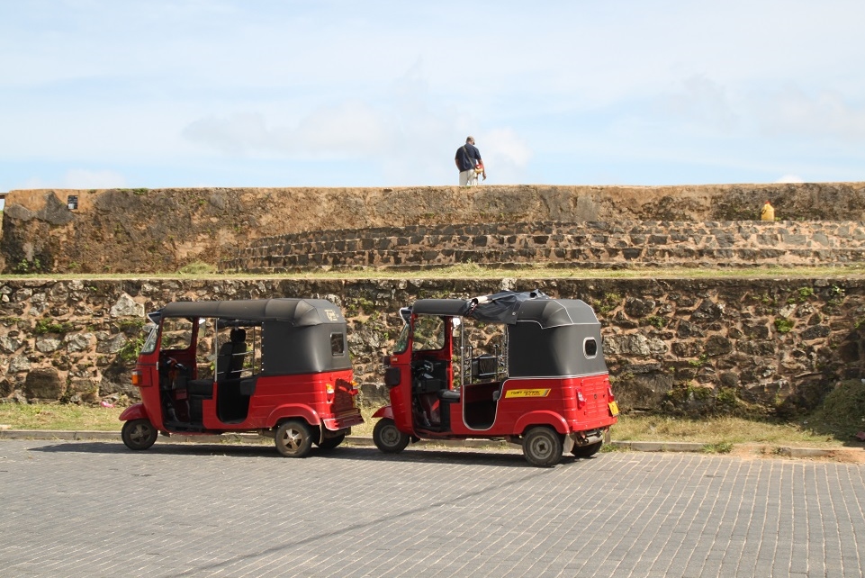 Brightly-Colored Rickshaws inside Galle Fort